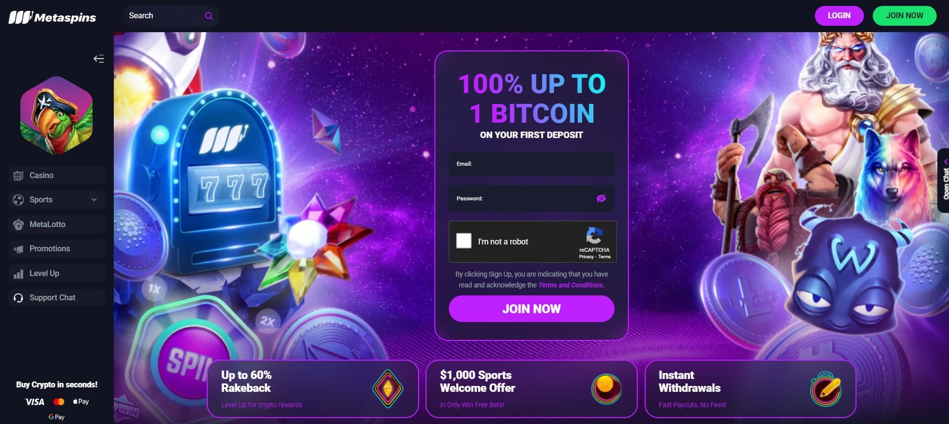Metaspins Bitcoin Casino Free Spin site