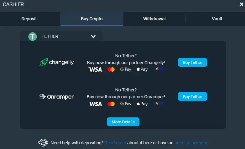 Buy Crypto - Tether Sportsbook