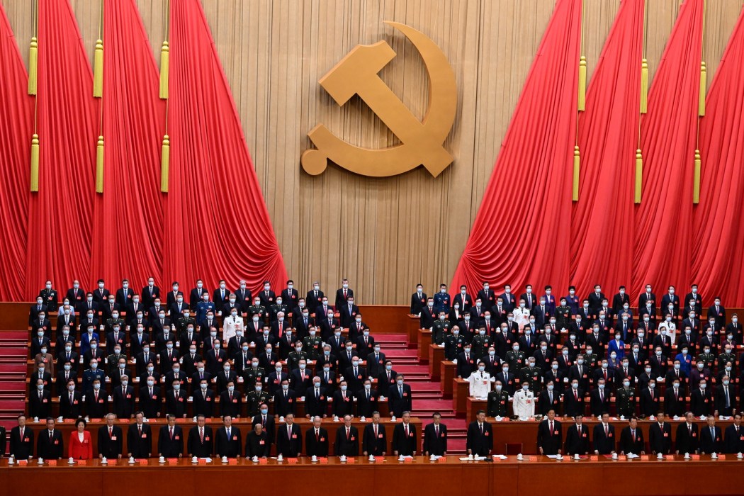 Delegates attend the closing ceremony of the 20th Chinese Communist Party's Congress at the Great Hall of the People in Beijing on October 22, 2022.