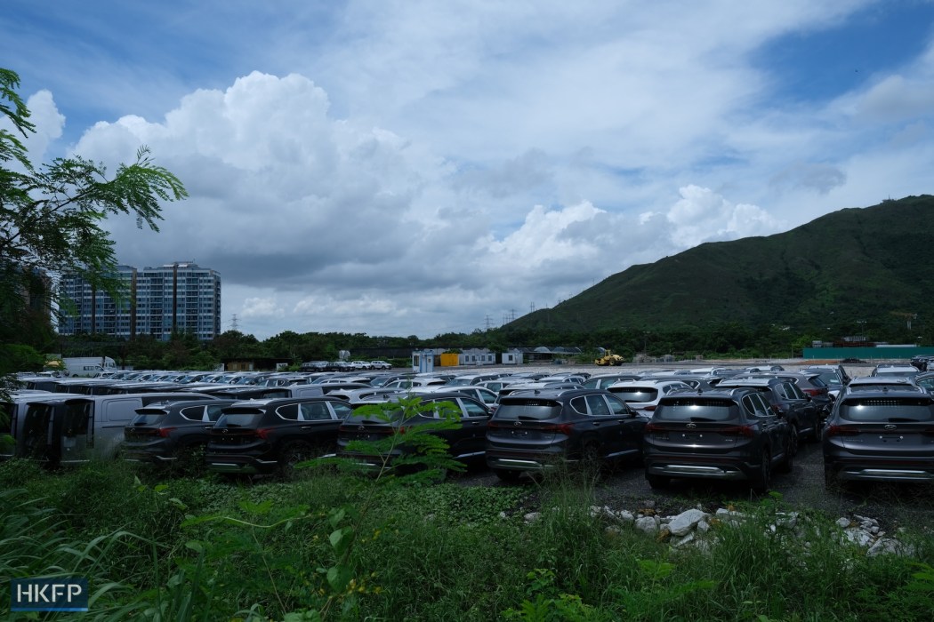 A vehicle storage lot near Sa Po Village, the site of three animal boarding facilities, according to TPB records. Photo: James Lee/HKFP.