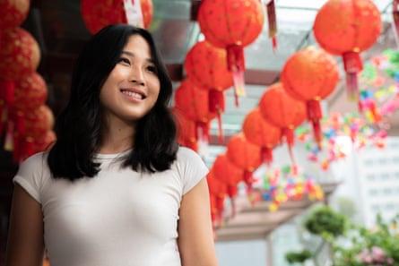 Chua Yiying Charmaine posing at Sago street, China town area at Singapore.