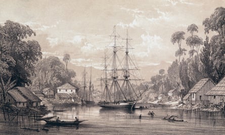 The English ship Dido off the coast of Sarawak, Borneo, 1843, by George Hawkins the Younger (1819-1852).