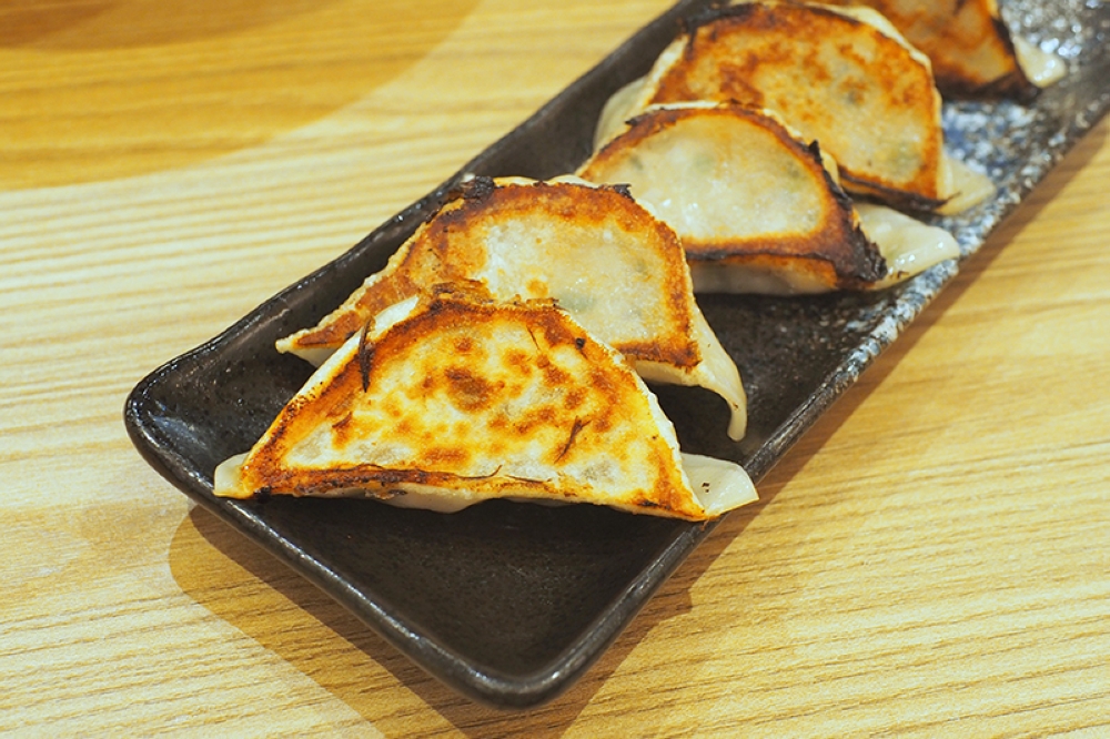 The gyoza has a juicy pork filling with a little broth to make it a tasty bite