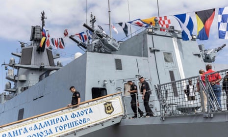 The Russian military frigate "Admiral Gorshkov" docked at the port in Richards Bay on 22 February 2023.