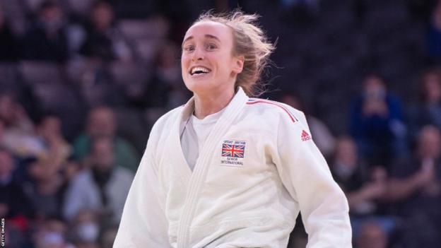 Lucy Renshall smiles during the judo Grand Slam