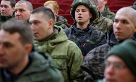 Russian conscripts at a ceremony last year