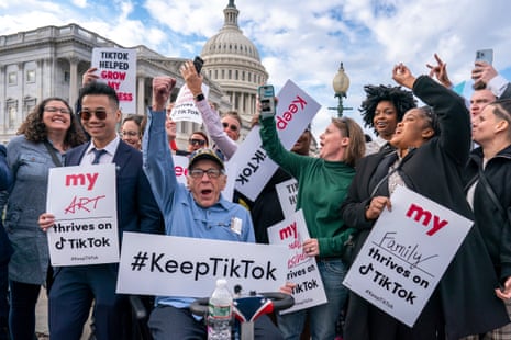 Supporters of TikTok rally at the Capitol in Washington.