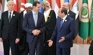 Egypt's President Abdel Fattah al-Sisi talks with Syria's President Bashar al-Assad before the Arab League summit in Jeddah, Saudi Arabia in May 2023.