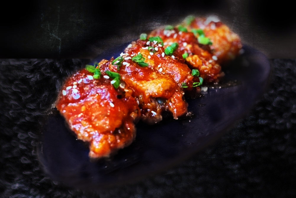 The beautiful glaze is spicy, sweet and tangy.