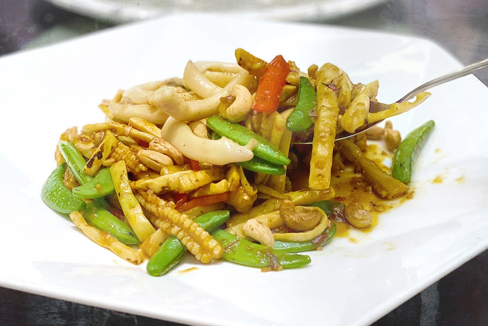 Stir-fried sea asparagus with homemade Neptune sauce.