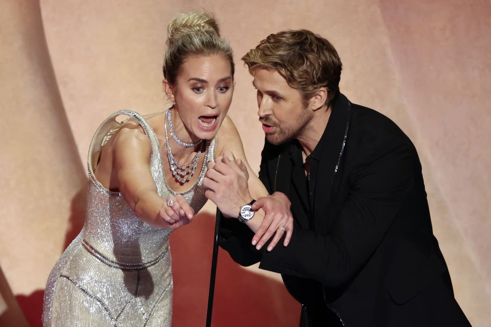 Emily Blunt starred as Kitty Oppenheimer in ‘Oppenheimer’ and Ryan Gosling starred as Ken in ‘Barbie’. — Reuters pic