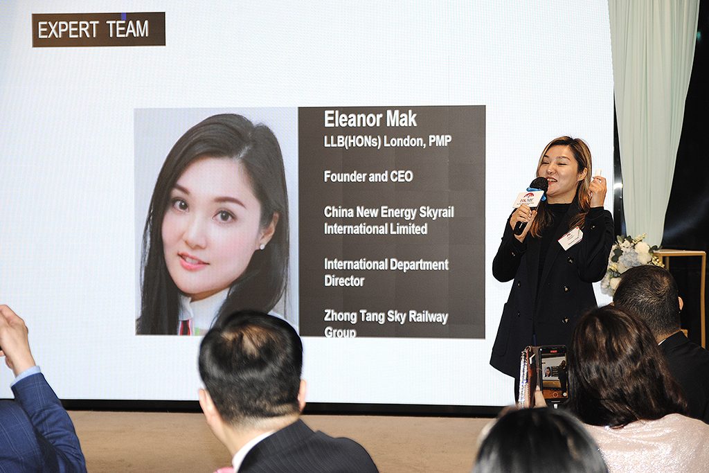 Eleanor Mak, the CEO of the Sheikh Al Maktoum and the chairperson of China New Energy Skyrail International Company, speaks in an event of the Hong Kong-Middle East Business Chamber in March, 2024. Photo: Hong Kong-Middle East Business Chamber