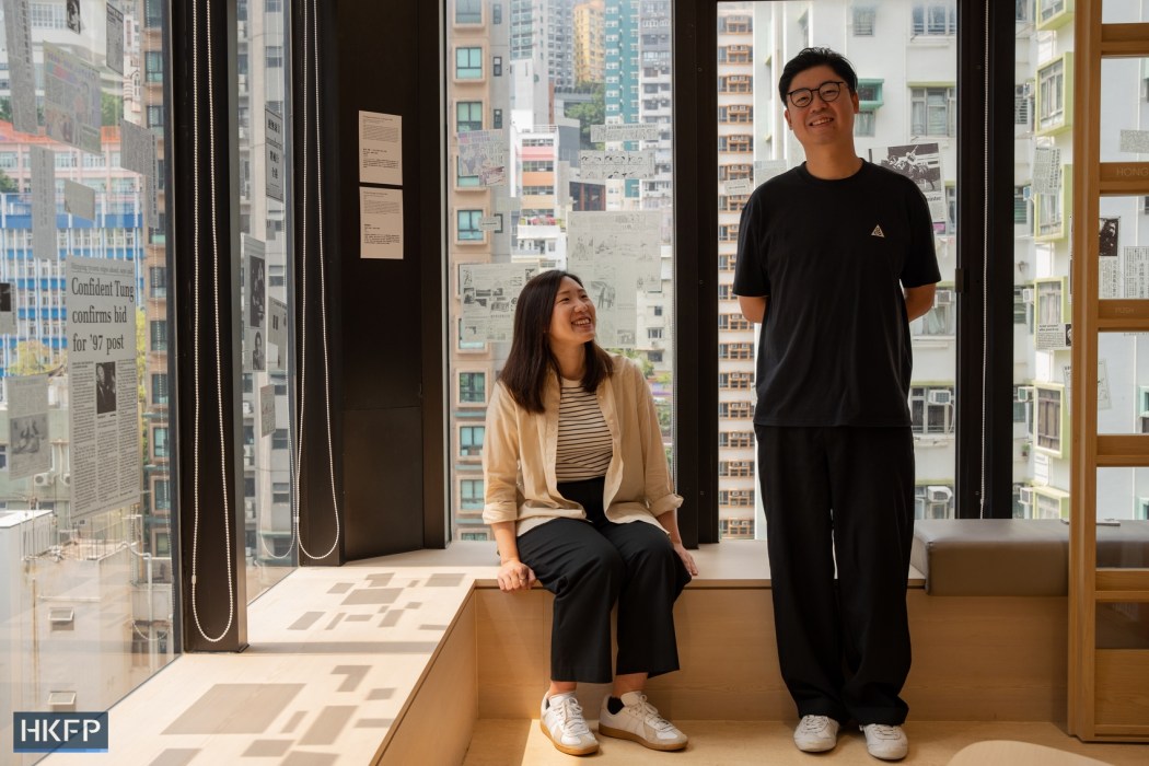 Researchers Anthony Yung (left) and Hazel Kwok curate the exhibition Another Day in Hong Kong, reviving the memory of the distant past. Photo: Kyle lam/HKFP.