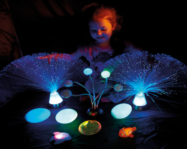 TickiT Mesa de luz sensorial para el estado de ánimo, 20 ajustes de luz de  control remoto, juguetes sensoriales, luz nocturna para niños, recargable
