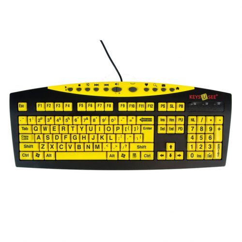 Teclado informático grande con contraste amarillo para baja visión + Mouse inalámbrico para computadores