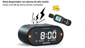Reloj despertador con vibración y luz de alerta – Asistronic
