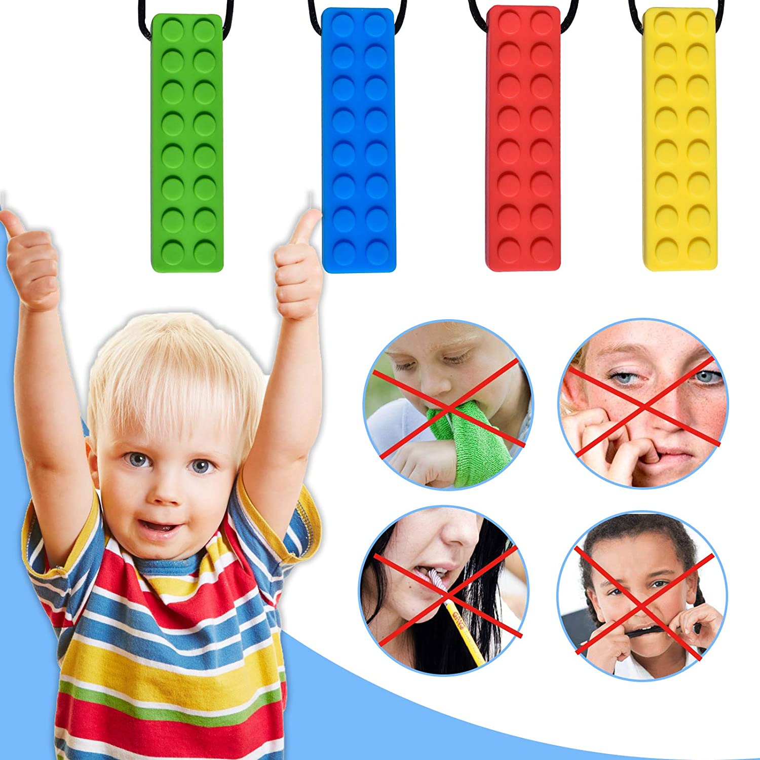 Comprar Mordedor de silicona para niños, collar masticable sensorial,  colgante masticable, juguetes para autismo y TDAH