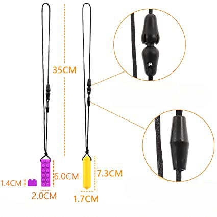 Collares masticables para niños sensoriales, 5 piezas de collar masticable  de silicona para niños y niñas con autismo mordedor, bloque de construcción