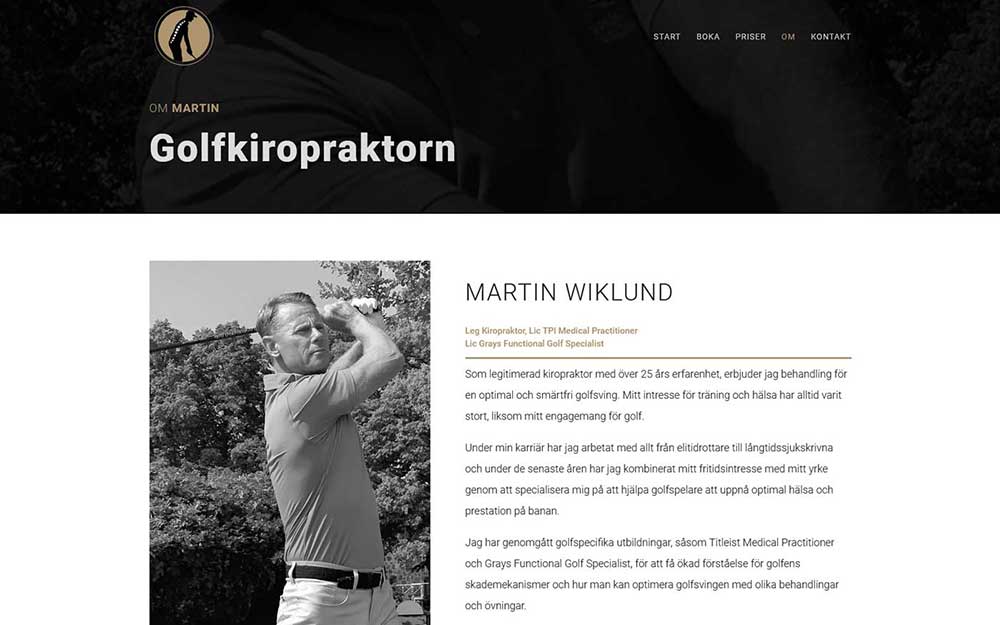 Ny hemsida till golfkiropraktor