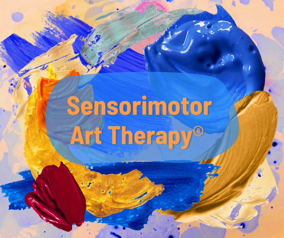 Sensorimotor-Art-Therapy-Atelier-Binnenstebuiten-Kinderen-en-tieners Illustratie met verfvlekken bij een tekst over het werken met Sensorimotor Art Therapy bij Atelier Binnenstebuiten.