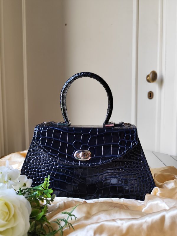 lederen handtas donkerblauw