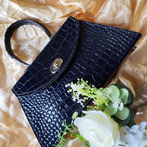 lederen handtas donkerblauw