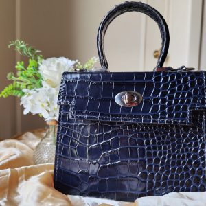 lederen handtas donkerblauw