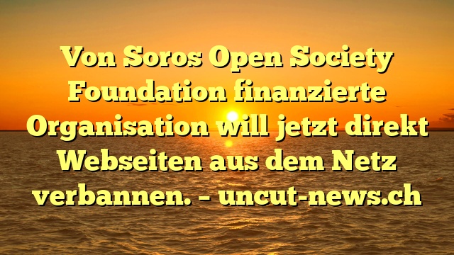 Von Soros Open Society Foundation finanzierte Organisation will jetzt direkt Webseiten aus dem Netz verbannen. – uncut-news.ch