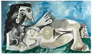 Ölbild von Picasso "Nackte am Strand"