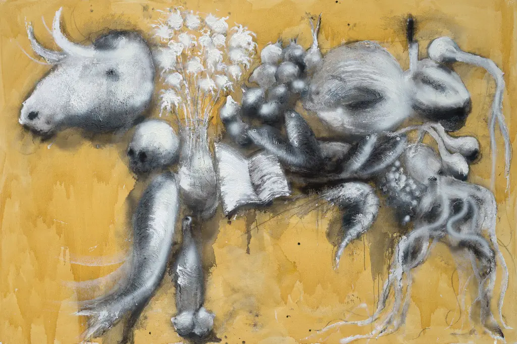 Ölbild von Miquel Barcelò ohne Tttel, auf dem Stier zu sehen ist.