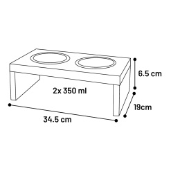 Alternative view of Matbar i trä med rostfria skålar - 2 x 350 ml