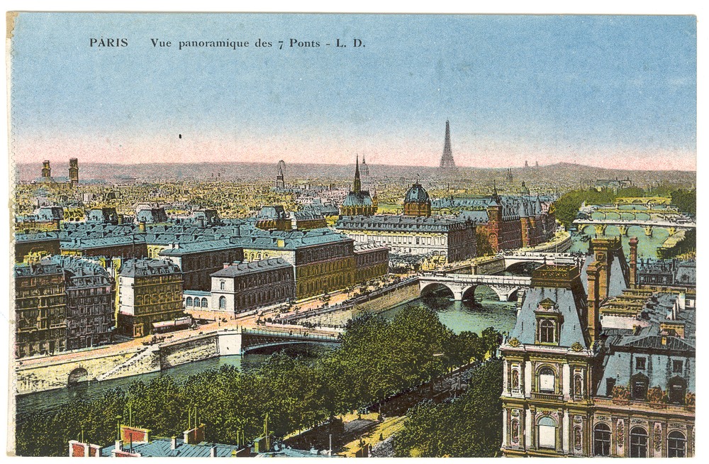Frankrike, Paris, Vue panoramique des 7 Ponts