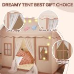 Avrini Large Kids Tent - Toddler Play Tent with Party Decorations, Star Lights & Curtains | Indoor & Outdoor Playhouse Castle for Boys & Girls | Includes 2 Soft Toys & Animal Face Pillow | Ages 3-10