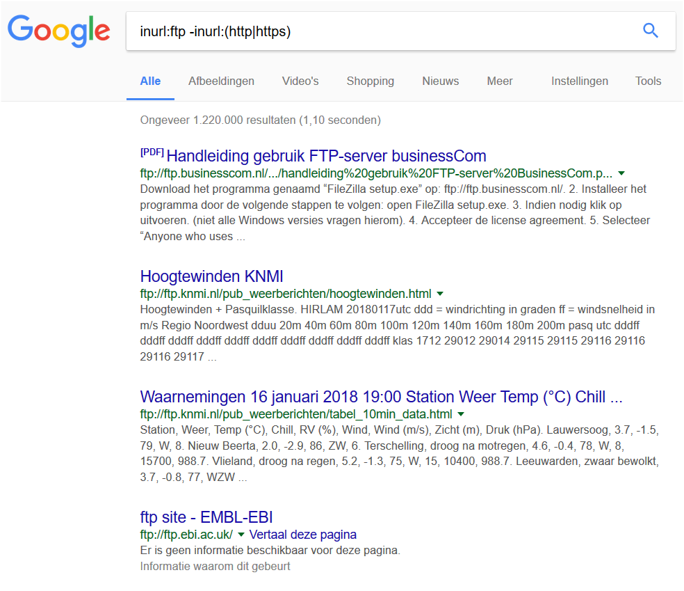 search ftp servers google