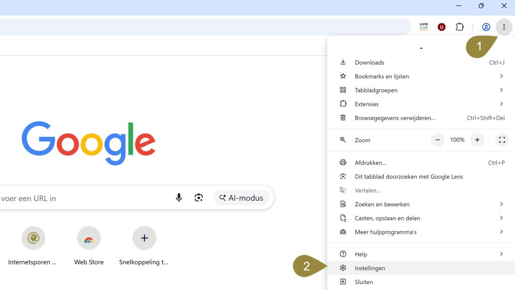 Chrome instellingen