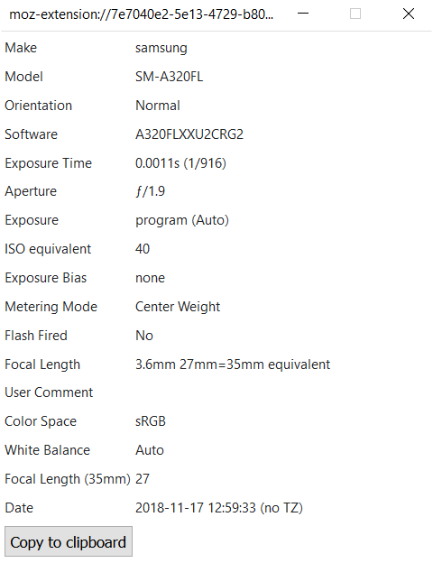 Exif data extractie