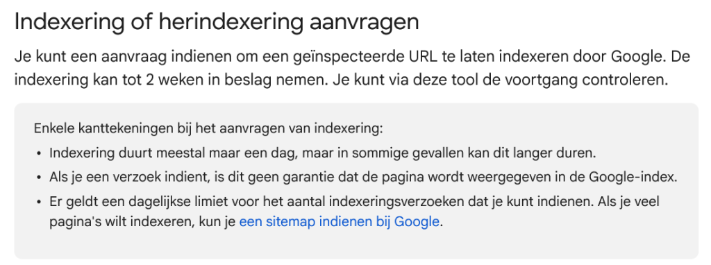 Indexering aanvragen