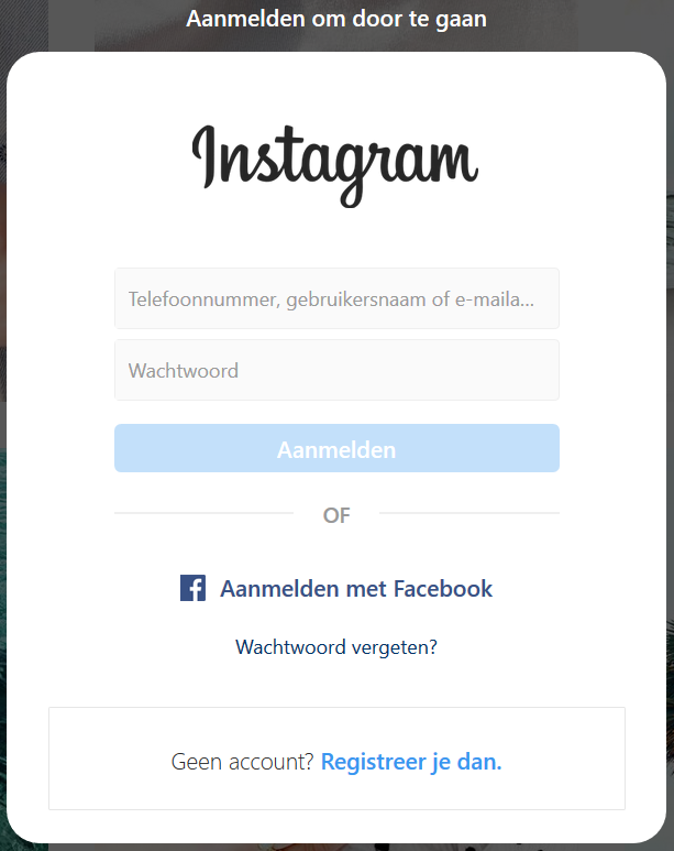 Instagram popup