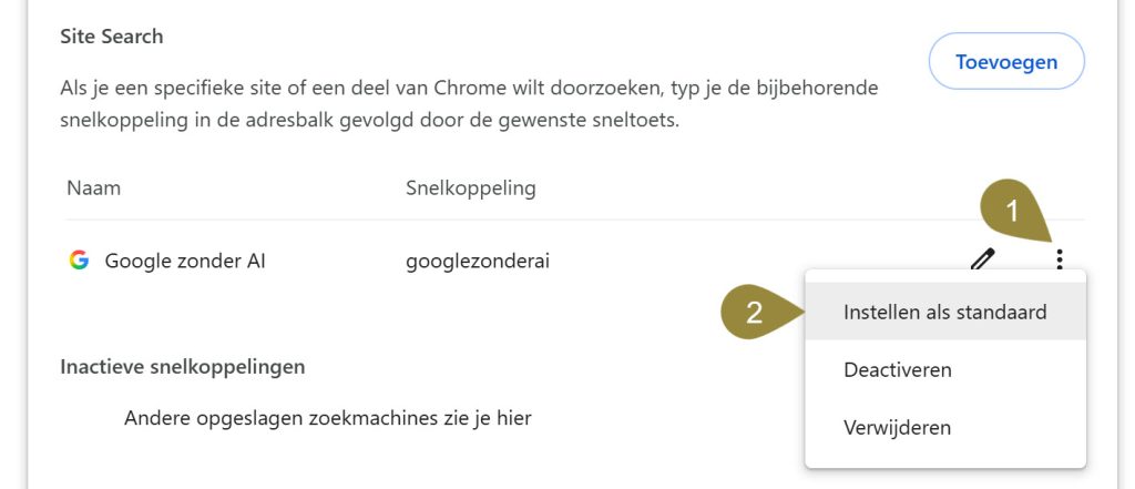 Instellen als standaard