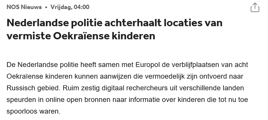 Nederlandse politie achterhaalt locaties van vermiste Oekraïense kinderen