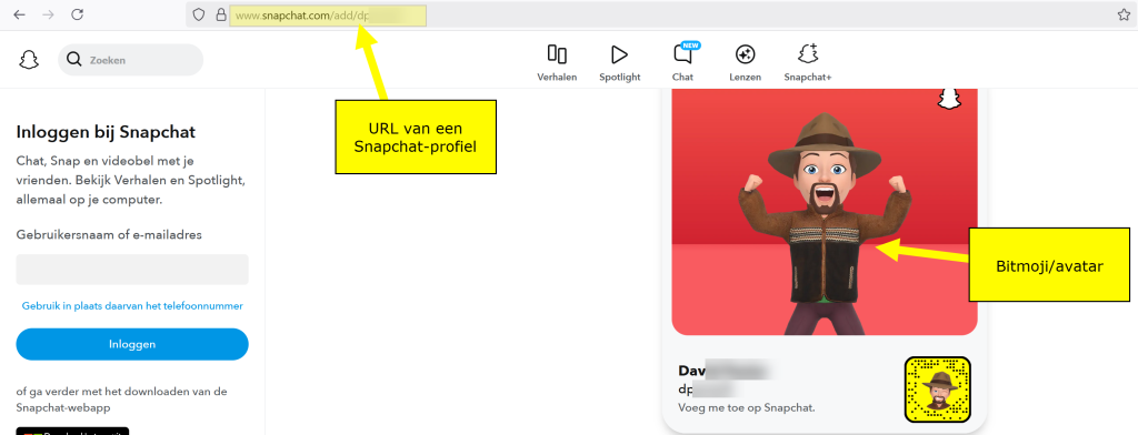 Profiel op Snapchat
