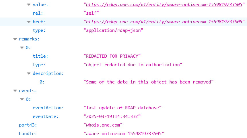 Response RDAP JSON