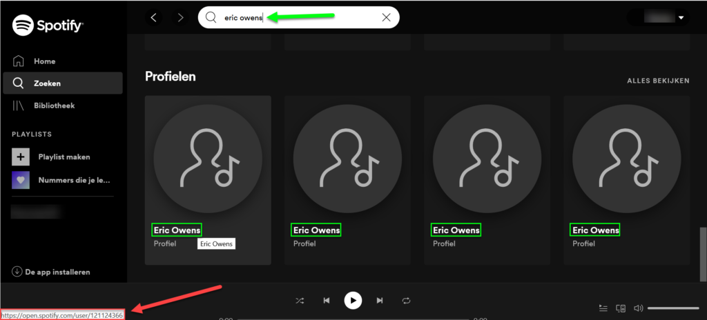 Spotify overzicht gebruikersnamen