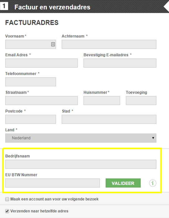 Toolnation bestelformulier b2b voorbeeld