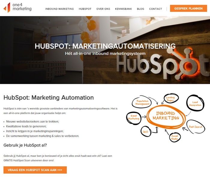 b2b landingpage voorbeeld hubspot