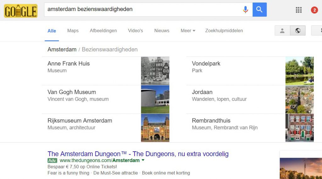 SERP voorbeeld Google