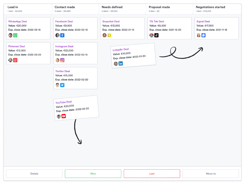 Overloop gratis CRM screenshot