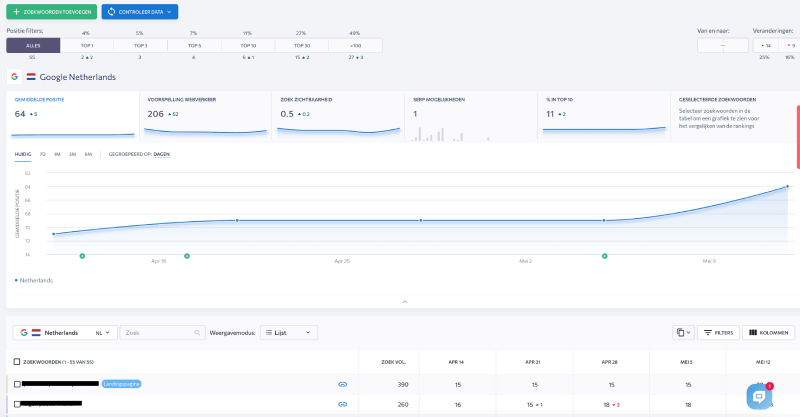 SE Ranking keyword positions