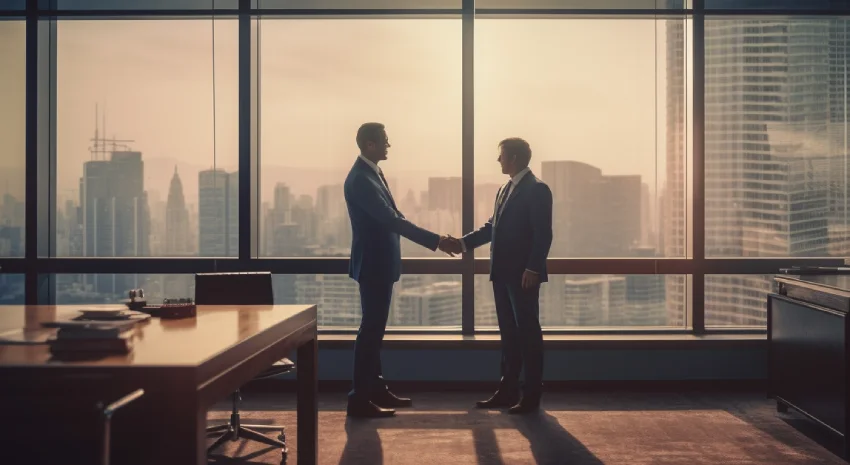 hand shake modern office b2b ai