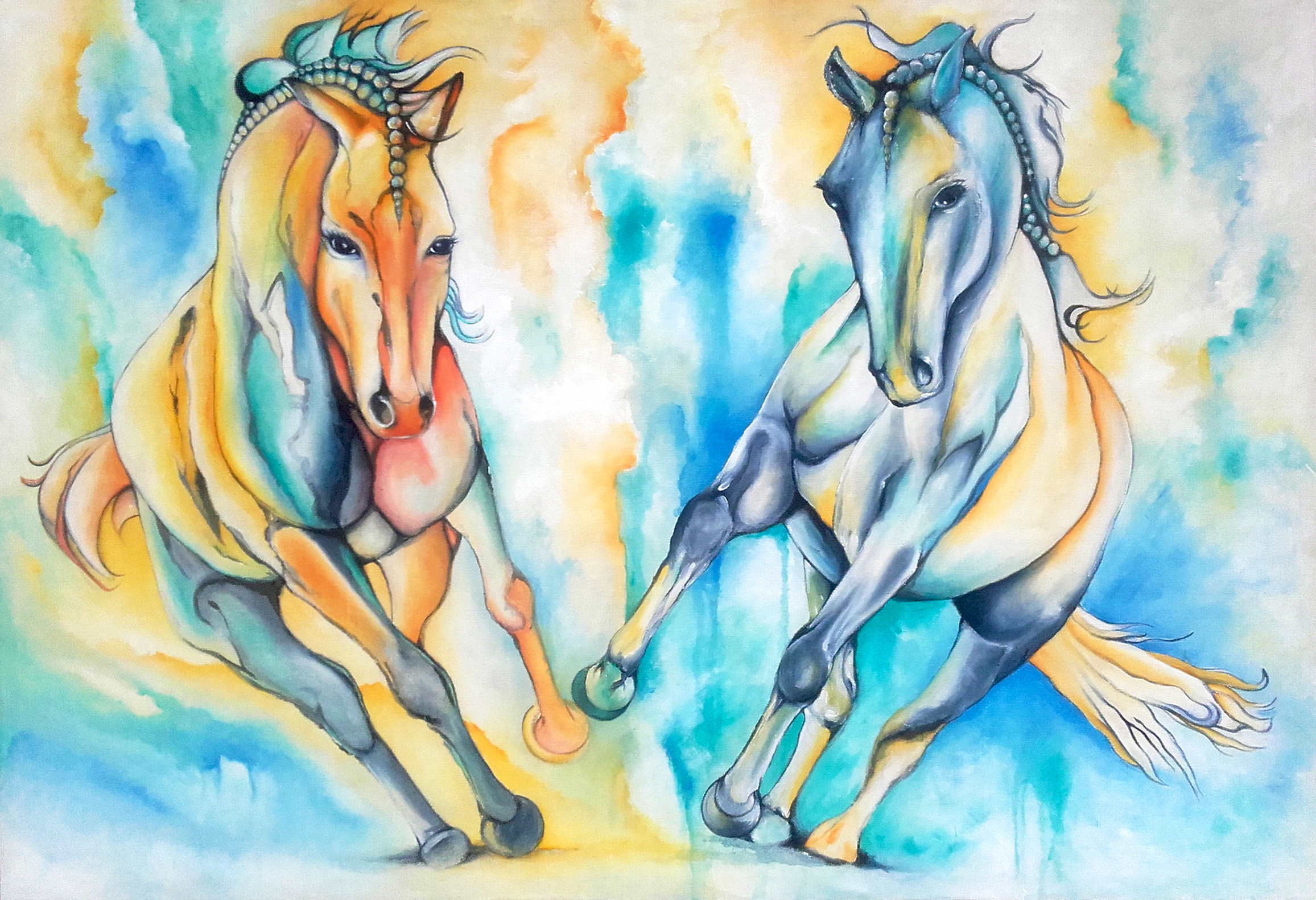 Equine Art by Baboo Paintings.
Cavalgada - cavalos lusitanos